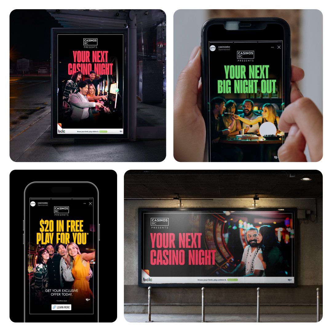 20+ years of gambling experience. 100’s of campaigns. 1,000’s of assets.

The secret? Strategy + creative that hits hard on every channel, every size, every time.

And for BCLC’s Casinos BC campaign, maybe a heavy rotation of Space Hog’s nostalgic “In the Meantime.”