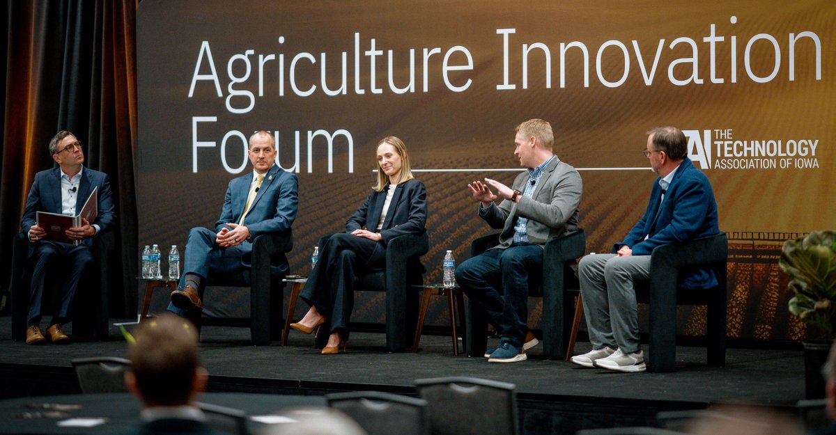 TechnologyIowa's tweet image. This week, TAI hosted an insightful forum exploring the transformative impact of technology on Iowa agriculture.

Thank you to our panelists – Matt Carstens (@LandusAg), Colin Hurd (@MACH_Innovation), Liz Keehner (@nextlevelvc) and @MikeNaigIA (@IADeptAg).

#AgTech #UniteIowaTech