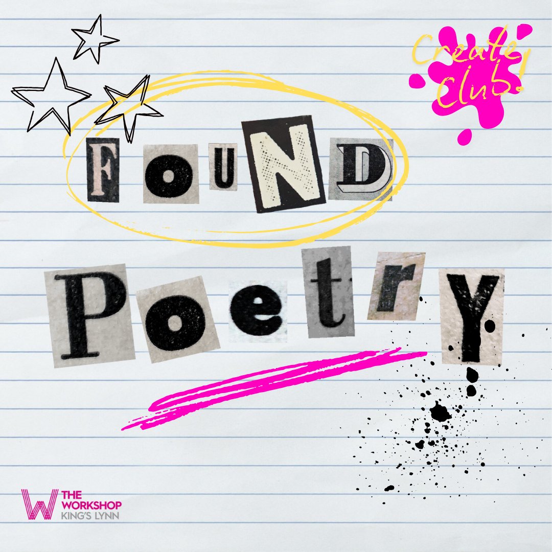 Create Club explores a different arts activity every Saturday at 3pm. If you're aged 6-16, want to get creative &amp; meet new people in a friendly, accessible environment, just come along. Tomorrow is Found Poetry, using existing text &amp; messing around with it to make something new.