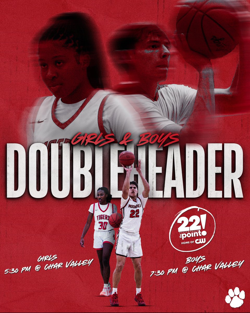 𝑰𝑻’𝑺 𝑨 𝑻𝑰𝑮𝑬𝑹𝑺 𝑫𝑶𝑼𝑩𝑳𝑬𝑯𝑬𝑨𝑫𝑬𝑹 𝑮𝑨𝑴𝑬𝑫𝑨𝒀 ‼️

🆚 Chartiers Valley
⏰ Girls - 5:30 PM ➡️ JV - 6 PM (aux) // V - 7:30 PM
🏟️ Chartiers Valley HS
📍 Bridgeville, PA 
🎟️ Boys - bit.ly/3POcuKp // Girls - bit.ly/4asiu57
📺 bit.ly/3WATmTZ