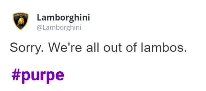 messerwon's tweet photo. @Lamborghini Is this true?! Purple Pepe to the moon!! 💜🚀💜🚀💜 https://t.co/YcR6978FTv