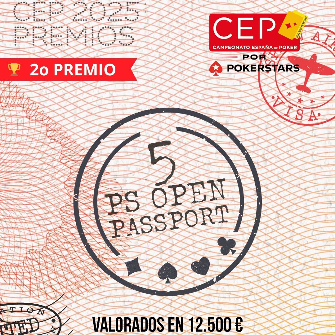 CEP_Poker's tweet photo. 💥 ¡Más de 50.000 € en premios añadidos para el Ranking General del Campeonato de España de Póker 2025! 💥

♠️  ¡Aquí tenéis más detalles del TOP 4 del ránking ME CEP 2025!

🥇 1ª posición (CAMPEÓN DE ESPAÑA DE PÓKER):
• 𝗘𝗣𝗧 𝗣𝗔𝗦𝗦𝗣𝗢𝗥𝗧: Participa en 3 paradas del circuito más prestigioso de Europa, valorado en 27.000 € (9.000 € por cada parada: Entrada EPT + Hotel + Gastos).
• Reloj Campeón de España
• #TeamProCEP 2026

🥈 2ª posición:
• 𝗣𝗢𝗞𝗘𝗥𝗦𝗧𝗔𝗥𝗦 𝗢𝗣𝗘𝗡 𝗣𝗔𝗦𝗦𝗣𝗢𝗥𝗧: Elige cinco paradas del circuito PSO 2026, valorado en 12.500 € (2.500 € por cada parada: Entrada PSO + Hotel + Gastos).
• #TeamProCEP 2026

🥉 3ª posición:
• 𝗚𝗢𝗟𝗗 𝗣𝗔𝗦𝗦: Valorado en 9.300 € (Entrada EPT + Hotel + Gastos).
• #TeamProCEP 2026

🏅 4ª posición:
• 𝗦𝗜𝗟𝗩𝗘𝗥 𝗣𝗔𝗦𝗦: Valorado en 2.500 € (Entrada evento PSO + Hotel + Gastos).
• #TeamProCEP 2026

💡 Importante: Estos premios, valorados en un total de 51.300 €, son añadidos. Todo lo recaudado del ranking general de 2025, además del reloj del ganador (valorado en 2.000 €), se destinará íntegramente a patrocinios. ‼️

¡Prepárate para una temporada que arranca ya del 5 al 16 de marzo en @casinobcn_poker ! 🃏✨

¿ Quieres ser el nuevo CAMPEÓN DE ESPAÑA DE PÓKER ? 😉

#YoSoyCEP 
@PokerStarsSpain || @pokerstars