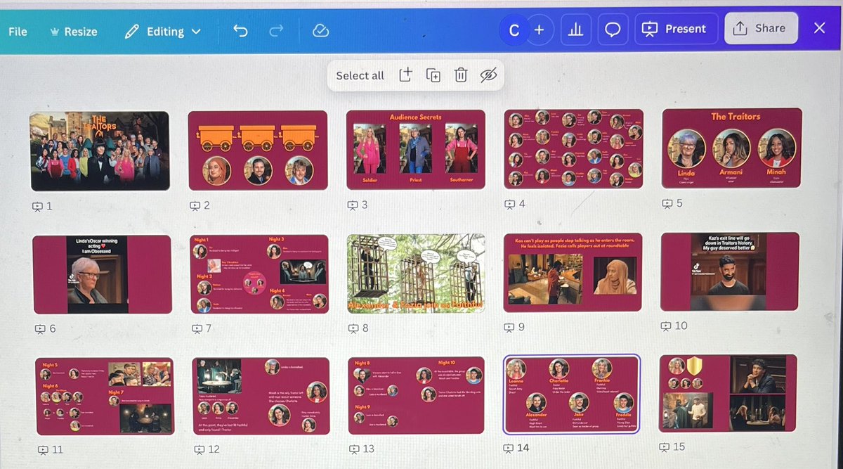 How I spent my lunch break today…

Making a little Traitors presentation for tonight’s final watchalong party as my boyfriend doesn’t watch it and I didn’t want him to feel left out. 
#TheTraitors #TraitorsUK