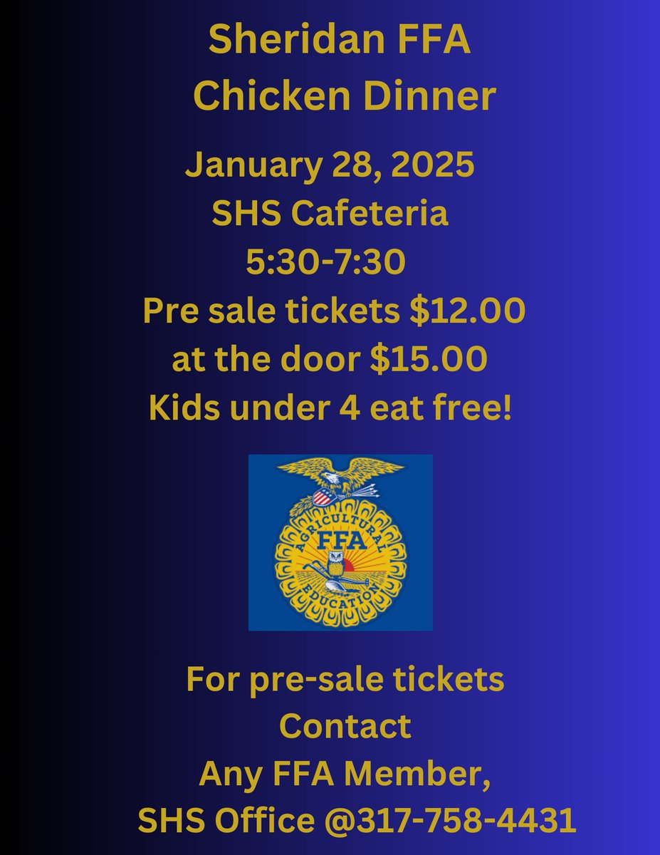 Let the Sheridan High School FFA feed you and your family on Tuesday!