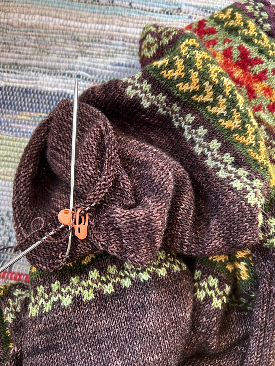 Getting to work on the sleeve. I have been wanting a yoke sweater for a long time and am finally getting close.
