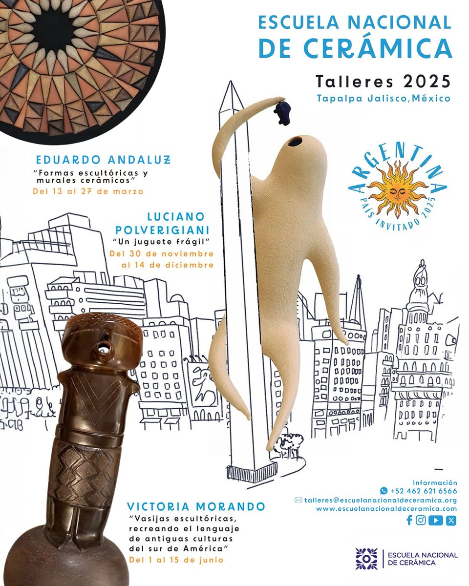 ¡La ENC abre sus puertas a Argentina en 2025! 

Eduardo Andaluz, Victoria Morando y Luciano Polverigiani compartirán su expertise en tres talleres especializados, diseñados para explorar la vasta tradición alfarera de este país sudamericano y sus innovaciones contemporáneas.