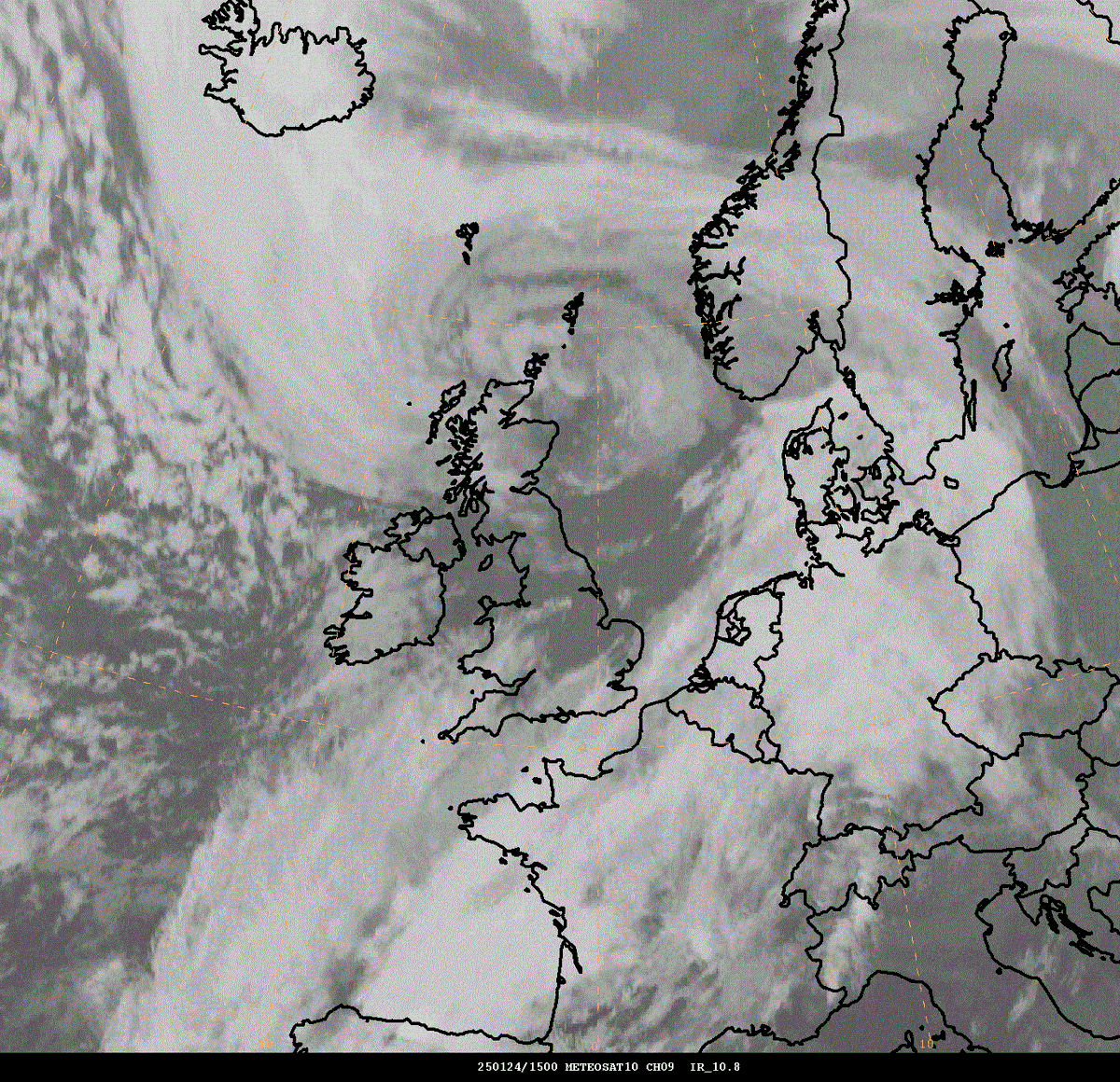 NWSOPC's tweet image. A look at @NWSOPC&apos;s 12 UTC #Atlantic surface analysis chart along with a Meteosat10 15 UTC infrared #satellite image, showing the #intense #hurricaneforce low over the #BritishIsles. #marinewx