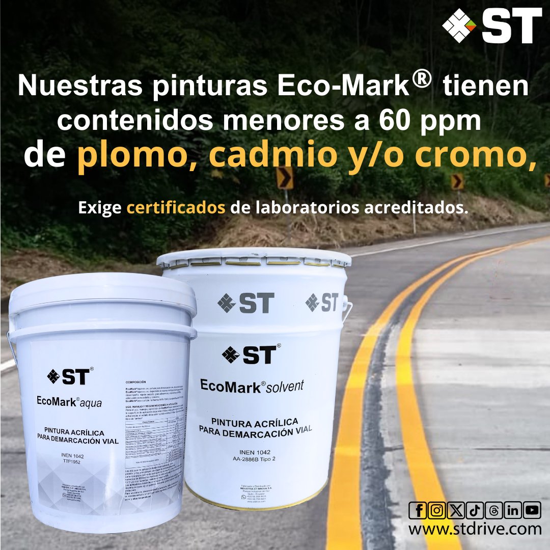 En ST Innova producimos pinturas acrílicas y termoplásticas con niveles de PLOMO, CADMIO o CROMO, inferiores a 60 ppm, protegiendo la salud y el medio ambiente.

#Salud #Plomo #Cromo #Cadmio #Pinturavial #InnnovamosParaSalvarVidas #CreamosValor #GeneramosConocimiento