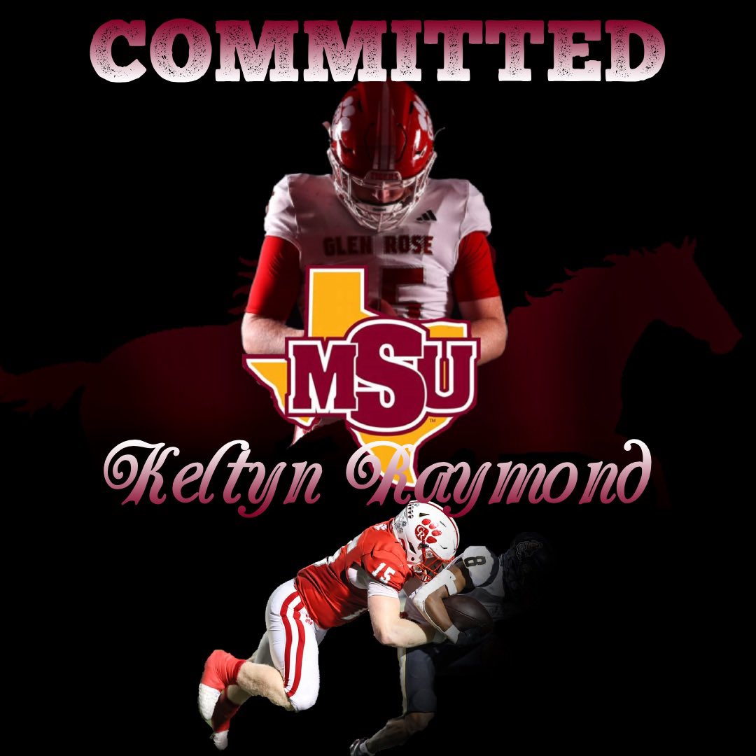 Keltyn Raymond (@keltynraymond) on Twitter photo Blessed to announce I have 100% committed to Midwestern State University
<a href="/FBCoachLeonard/">Coach Cedric Leonard</a> <a href="/GRTigerFootball/">Glen Rose Football</a> <a href="/Coach_CWatkins/">Cliff Watkins</a> Blessed to announce I have 100% committed to Midwestern State University
<a href="/FBCoachLeonard/">Coach Cedric Leonard</a> <a href="/GRTigerFootball/">Glen Rose Football</a> <a href="/Coach_CWatkins/">Cliff Watkins</a>