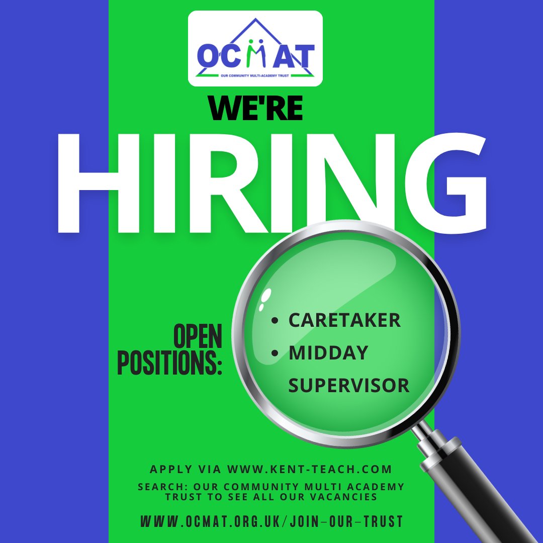 📢 We’re hiring!

Join Our Community Multi Academy Trust and make a difference in education. 🌟 Explore current vacancy opportunities across our schools.

👉 View vacancies: kent-teach.com/Recruitment/Va…