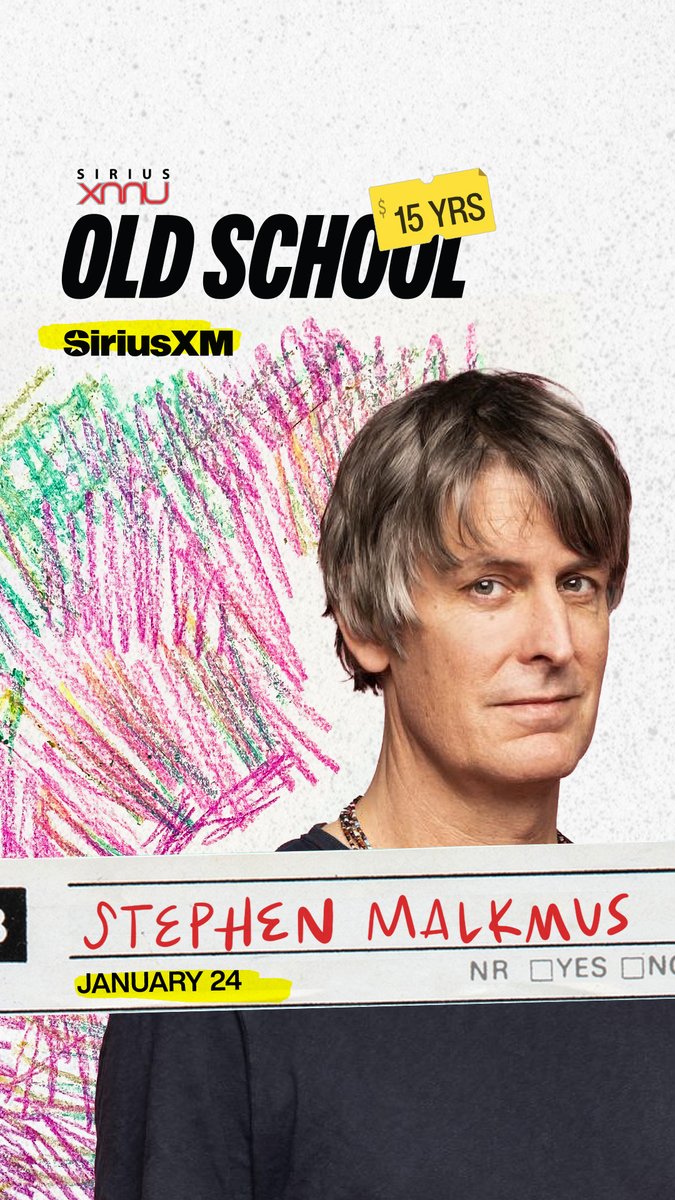 matadorrecords's tweet photo. Stephen Malkmus guest DJs for the latest episode of @JennyLSQ's "Old School" in celebration of the show's 15th anniversary. Full episode: https://t.co/I9CS8agJk6

@StephenMalkmus
@TheHardQuartet 
@siriusxm https://t.co/qiRzbSF419