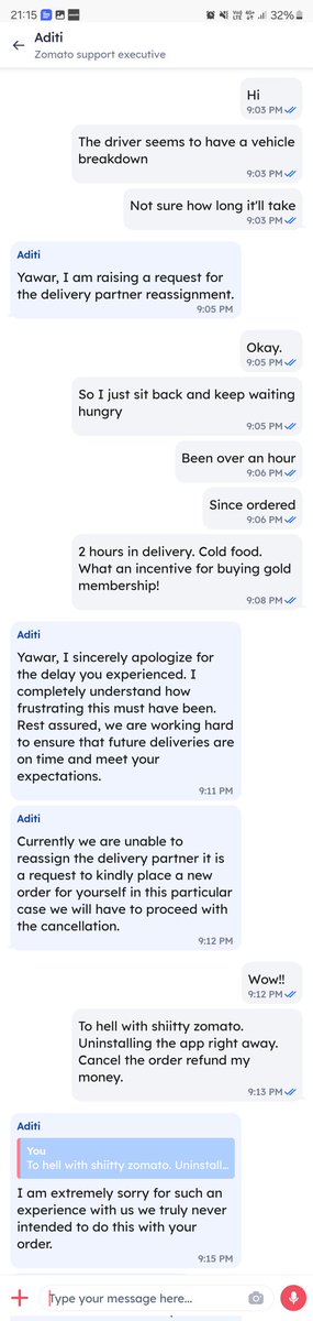 _Yawar_Ali's tweet image. Another usual shit at @zomato @zomatocare
#Customer #Hungry #FailedService #Zomato #Sucks #SwiggyRocks #Swiggy @Swiggy