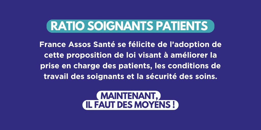 France Assos Santé (@fr_assos_sante) on Twitter photo 👍#RatiosSoignantsPatients L’adoption de la PPL portée par <a href="/BernardJomier/">Bernard Jomier</a> représente un espoir pour améliorer la prise en charge des patients, les conditions de travail des soignants, et la sécurité des soins.
⚠️Nous attendons maintenant les moyens pour que cela ne reste pas une 👍#RatiosSoignantsPatients L’adoption de la PPL portée par <a href="/BernardJomier/">Bernard Jomier</a> représente un espoir pour améliorer la prise en charge des patients, les conditions de travail des soignants, et la sécurité des soins.
⚠️Nous attendons maintenant les moyens pour que cela ne reste pas une