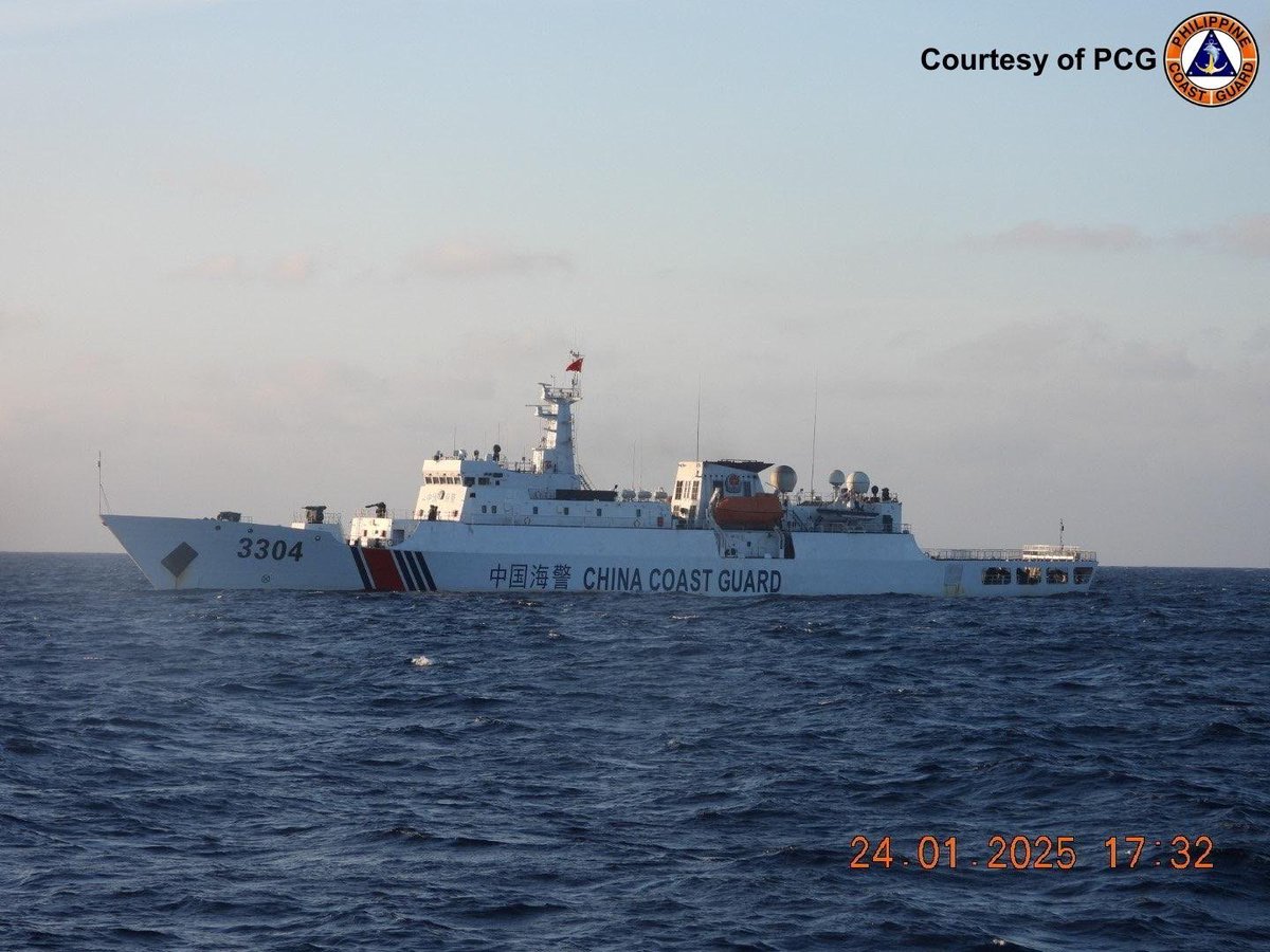 jaytaryela's tweet photo. BRP Cabra Vigilantly Challenges Illegal Presence of the Chinese Coast Guard Vessels

In a demonstration of vigilant maritime patrol, the BRP Cabra successfully prevented China Coast Guard 3103 from getting closer to the coast of Zambales. The Philippine Coast Guard was able to push it away to a distance of 85-90 nautical miles from the coastline.

At 1 PM, CCG-3103 was replaced by a larger vessel, CCG-3304, likely with the intention of outmaneuvering the PCG vessel due to its size and speed.

The CCG-3304 measures an overall length of 111 meters and a width of 46 meters, making it significantly larger than its predecessor. Despite the imposing size of the CCG-3304, the PCG vessel continued to carry out hourly radio challenges, effectively notifying the CCG of its illegal presence in the Philippines’ Exclusive Economic Zone.

The unwavering commitment of the BRP Cabra underscores the Philippine Coast Guard's dedication to its patriotic duty of protecting the nation's maritime rights in the West Philippine Sea.