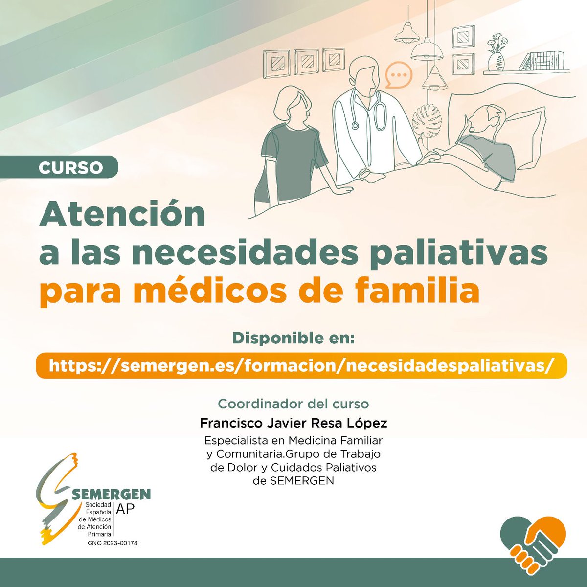 SEMERGEN | Médicos de Atención Primaria (@semergenap) on Twitter photo 🔴 Curso de formación en Atención Paliativa para Médicos de Familia.
💻 Modalidad online: 5 módulos y 13 temas para abordar el cuidado integral de personas en fase final de vida y sus familias.
🔗 Más información: s.mtrbio.com/irzorumsjg
Coordinador: <a href="/fjresal/">Javier Resa | #CadaPaliativistaUnActivista</a> 🔴 Curso de formación en Atención Paliativa para Médicos de Familia.
💻 Modalidad online: 5 módulos y 13 temas para abordar el cuidado integral de personas en fase final de vida y sus familias.
🔗 Más información: s.mtrbio.com/irzorumsjg
Coordinador: <a href="/fjresal/">Javier Resa | #CadaPaliativistaUnActivista</a>