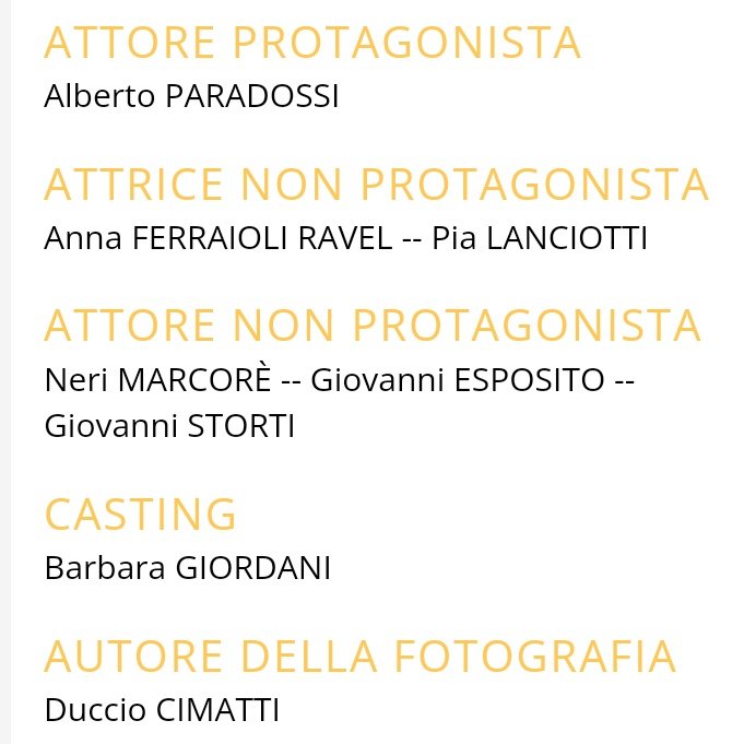 E NON C'È DUE SENZA TRE, anche "Zamora" è in concorso e Giovanni figura sempre nella categoria "attore non protagonista" stavolta insieme a Neri Marcorè e Giovanni Storti