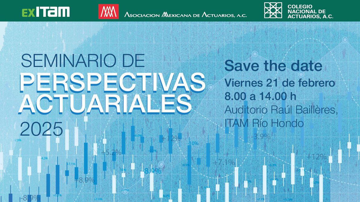 ExITAM's tweet photo. #SPA2025 | No te pierdas nuestro Seminario de Perspectivas Actuariales 2024.

Descubre las últimas tendencias en seguros, pensiones y IA con líderes del sector.
🌐Networking, insights y más. #ActuariaITAM

📅21 de febrero
📝Agenda y registro próximamente https://t.co/y8wUij856k