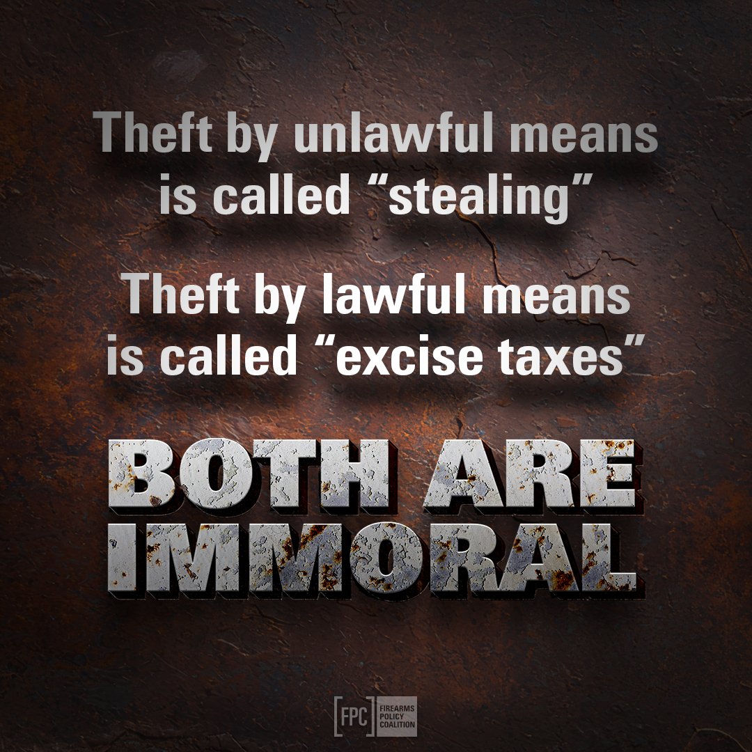 gunpolicy's tweet photo. If the taxation of our rights goes unchallenged, it is only a matter of time before they tax our rights out of existence.

Every excise tax scheme must be destroyed.

It starts in CA with our Jaymes v. Maduros Firearms Excise Tax Lawsuit. https://t.co/jTOW1XdRii