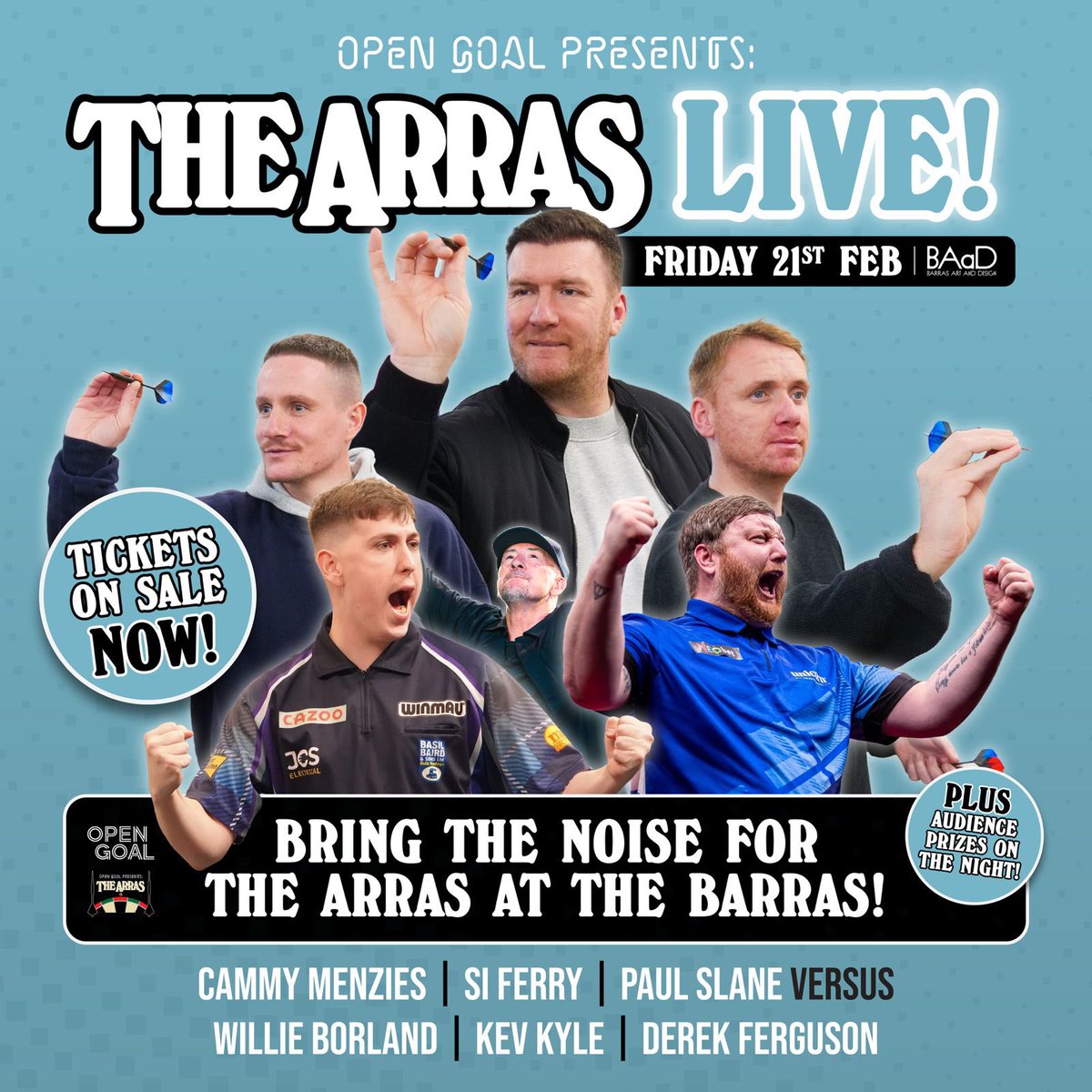 Open Goal (@opengoalsport) on Twitter photo π―π€ π§ππ ππ₯π₯ππ¦ πππ©π! π»β½οΈ
Make some noise for The Arras At The Barras for a big night of darts, comedy & prizes!
Come see Pro Darts players <a href="/CameronMenzies/">Cameron Menzies</a> & Willie Borland captain the Open Goal lads in an arras face-off!
Tickets π―ποΈ skiddle.com/e/40579097
π―β½οΈ π―π€ π§ππ ππ₯π₯ππ¦ πππ©π! π»β½οΈ
Make some noise for The Arras At The Barras for a big night of darts, comedy & prizes!
Come see Pro Darts players <a href="/CameronMenzies/">Cameron Menzies</a> & Willie Borland captain the Open Goal lads in an arras face-off!
Tickets π―ποΈ skiddle.com/e/40579097
π―β½οΈ