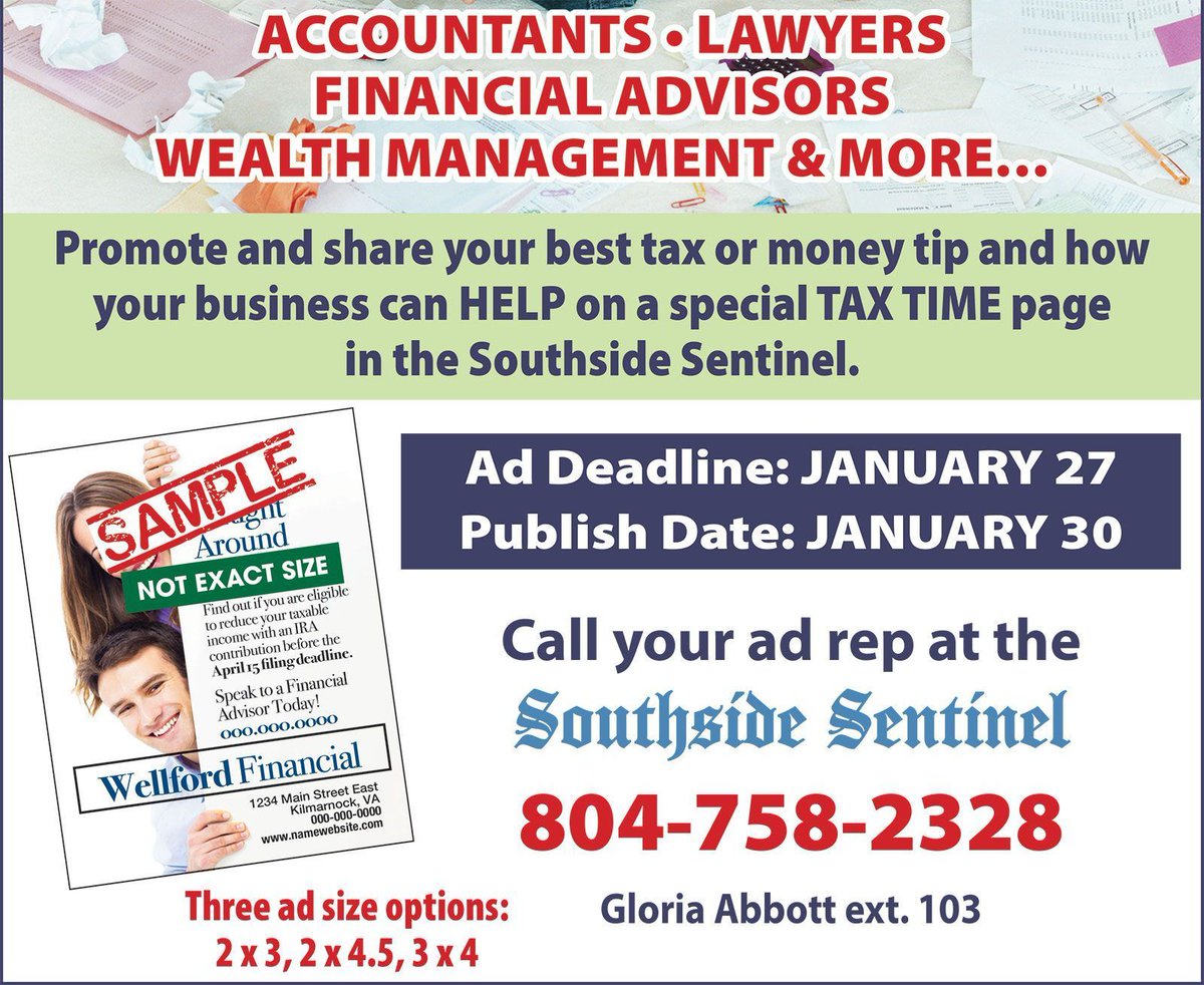 DON’T LET TAX TIME GET THE BEST OF YOU! Kick off Tax Time and HELP clients get on board EARLY. BEFORE time runs out!

Call Gloria today at 804-758-2328