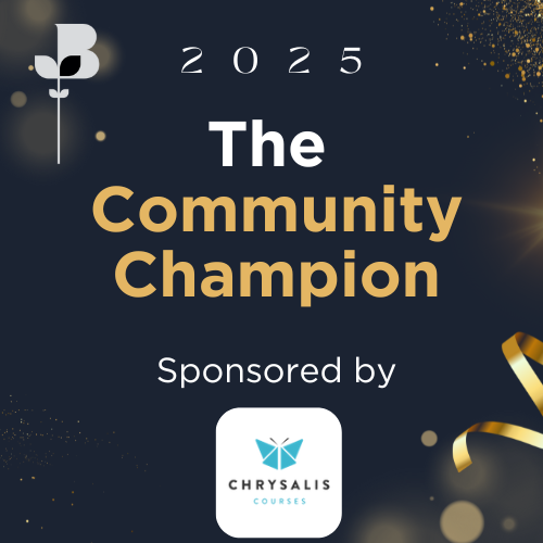 We're delighted to have Chrysalis Courses as this years Community Champion Sponsor! 

Want to get started with your nomination form? 👇ow.ly/k92V50UJH7H..

We also still have 5 Category Sponsor places left! Find out  more here 👇

ow.ly/wops50UJH7G..