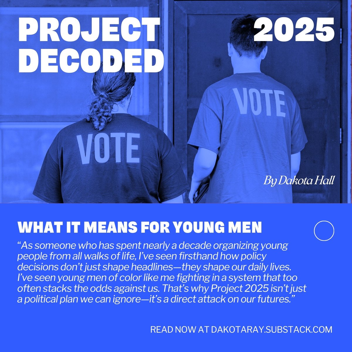 alliance4youth's tweet image. Check out Dakota’s expert analysis on Project 2025 and its impact on the future of young men, now available on his Substack. 🔗: dakotaray.substack.com #Project2025 #AYA #YouthLeadership