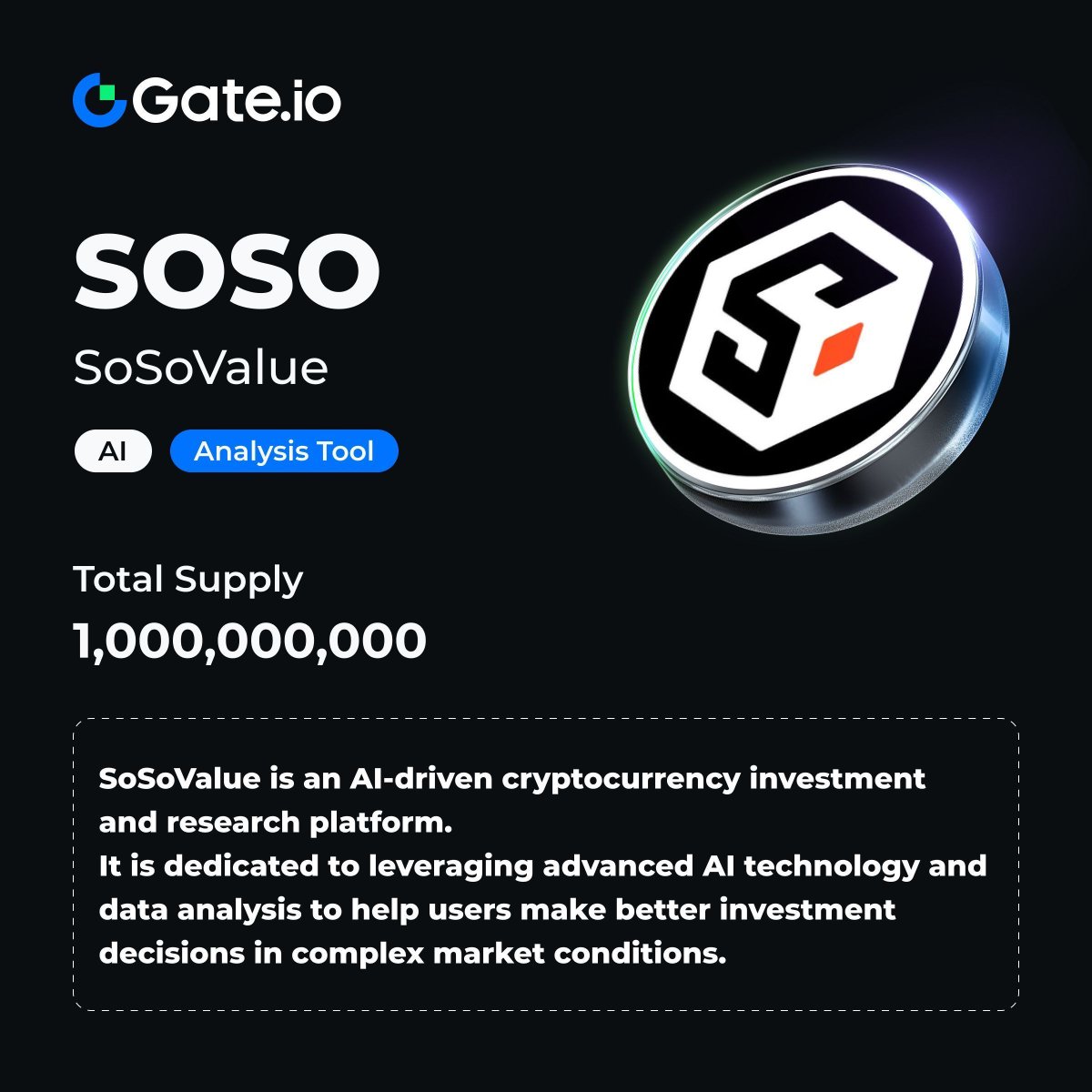 SoSoValue is now live on https://t.co/8kWqgEeplL! The #Gateio Launchpool  #SOSO Newcomer $USDT staking pool has an estimated annualized return of up  to 472.84%! 👉 Launchpool: https://t.co/8CJiob3YvF 👉 Trade Now:  https://t.co/Ndm0JcLKD8 Find more