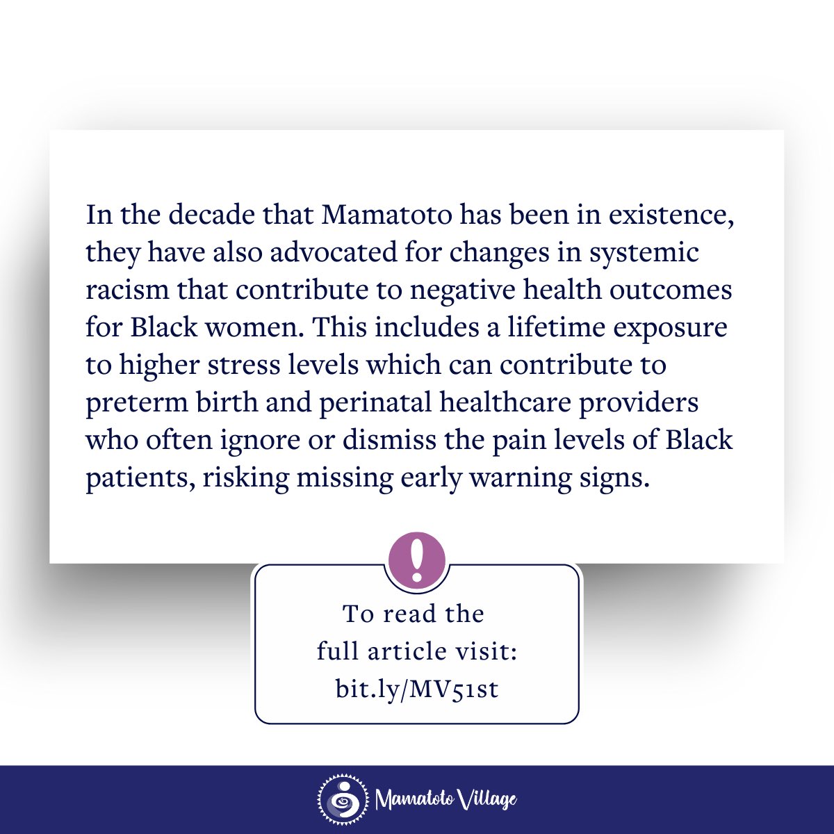 Yesterday, our Mother’s Rising Home Visiting Program was featured in <a href="/51stnews/">The 51st</a> ‼️

We’re honored to be recognized for our commitment to culturally relevant maternal care and its impact on improving birth outcomes for Black families.

Read here: bit.ly/MV51st ✨
