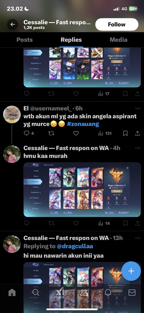 futabwah's tweet photo. @usernameel_ halo kak, aku diblock sm orang yang reply twt kakak tp jangan beli yang ditawarin sama orang ini yaa kak soalnya dia bawa lari uangku satu juta dengan modus jualan akun ml juga (lihat pinned). thankyouu, stay safe yaa kak https://t.co/VFaNeLS9GY