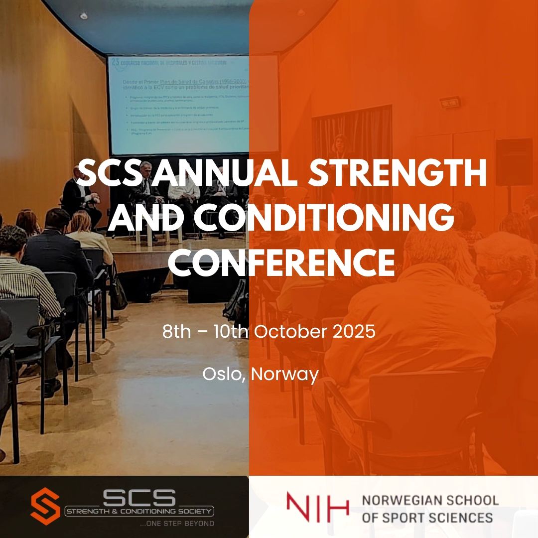 S_C_Society's tweet photo. Join us at  #SCSConference in Oslo, Norway (8-10 Oct 2025)!  Dive into cutting-edge strength &amp; conditioning science with top experts. Explore biomechanics, exercise physiology, and more. Don't miss this incredible opportunity! 🌍 #StrengthAndConditioning #SportsScience #SCS https://t.co/cn3kqlrWPA
