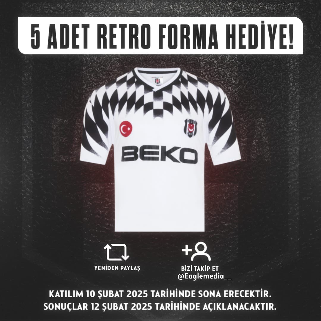 Eagle Media (@eaglemedia__) on Twitter photo 🦅 5 Kişiye Beşiktaş Retro forması hediye ediyoruz.
▪️<a href="/Eaglemedia__/">Eagle Media</a> hesabını takip et.
▪️ Gönderiyi yeniden paylaş. 🦅 5 Kişiye Beşiktaş Retro forması hediye ediyoruz.
▪️<a href="/Eaglemedia__/">Eagle Media</a> hesabını takip et.
▪️ Gönderiyi yeniden paylaş.