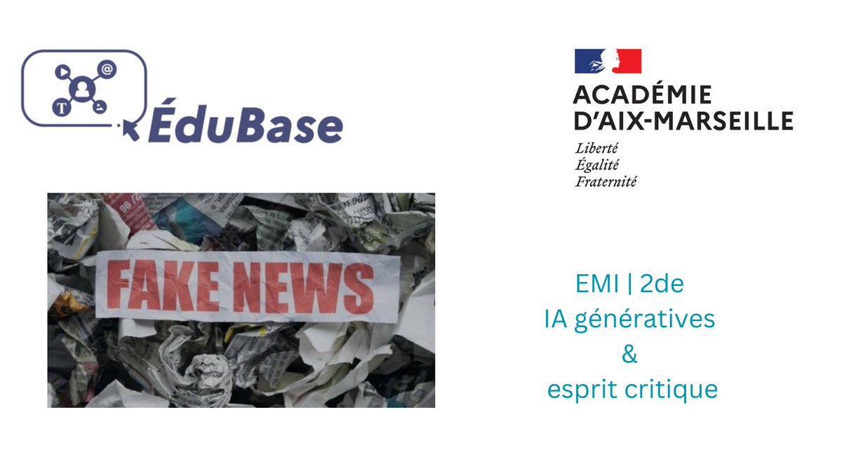 #Édubase | #EMI | Lycée 2de

Comment développer son #espritcritique face aux #IA génératives ? 

✅Fonctionnement des IA
✅Biais des données traitées par les IA
✅ Désinformation et IA
edubase.eduscol.education.fr/fiche/22485