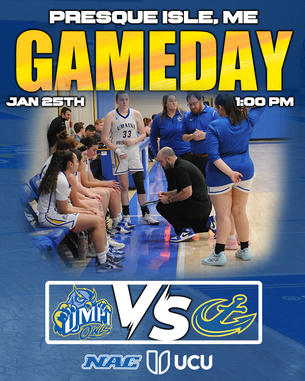 UMPIOwls (@umpiathletics) on Twitter photo GAMEDAY
UMPI Women's Basketball goes up against <a href="/MarinersSports/">MMA Athletics</a> in a <a href="/nacathletics/">North Atlantic Conference (NAC)</a> matchup at home.
Tip Off starts at 1:00 PM, at the Wieden Gym in Presque Isle, Maine.
For Live video or stats, check out our website: owls.umpi.edu
#umpiowls GAMEDAY
UMPI Women's Basketball goes up against <a href="/MarinersSports/">MMA Athletics</a> in a <a href="/nacathletics/">North Atlantic Conference (NAC)</a> matchup at home.
Tip Off starts at 1:00 PM, at the Wieden Gym in Presque Isle, Maine.
For Live video or stats, check out our website: owls.umpi.edu
#umpiowls