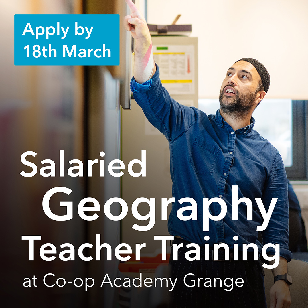 Train on the job, earn a salary, and gain QTS with no tuition fees through our Salaried Teacher Training Programme.

Vacancies in:
📐 Maths | 📚 English | 🔬 Chemistry
🌍 Geography | 🧬 Biology | 💡 Physics

Apply 👉 grange.coopacademies.co.uk/salaried-teach…

#ItsWhatWeDo