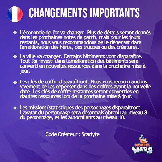 WonderWarsFR's tweet photo. 🔴 Des Changements très important arrivent sur Wonder Wars !

🫡 Traduction par @Scarlyte001 https://t.co/Y9ckIRBTaO