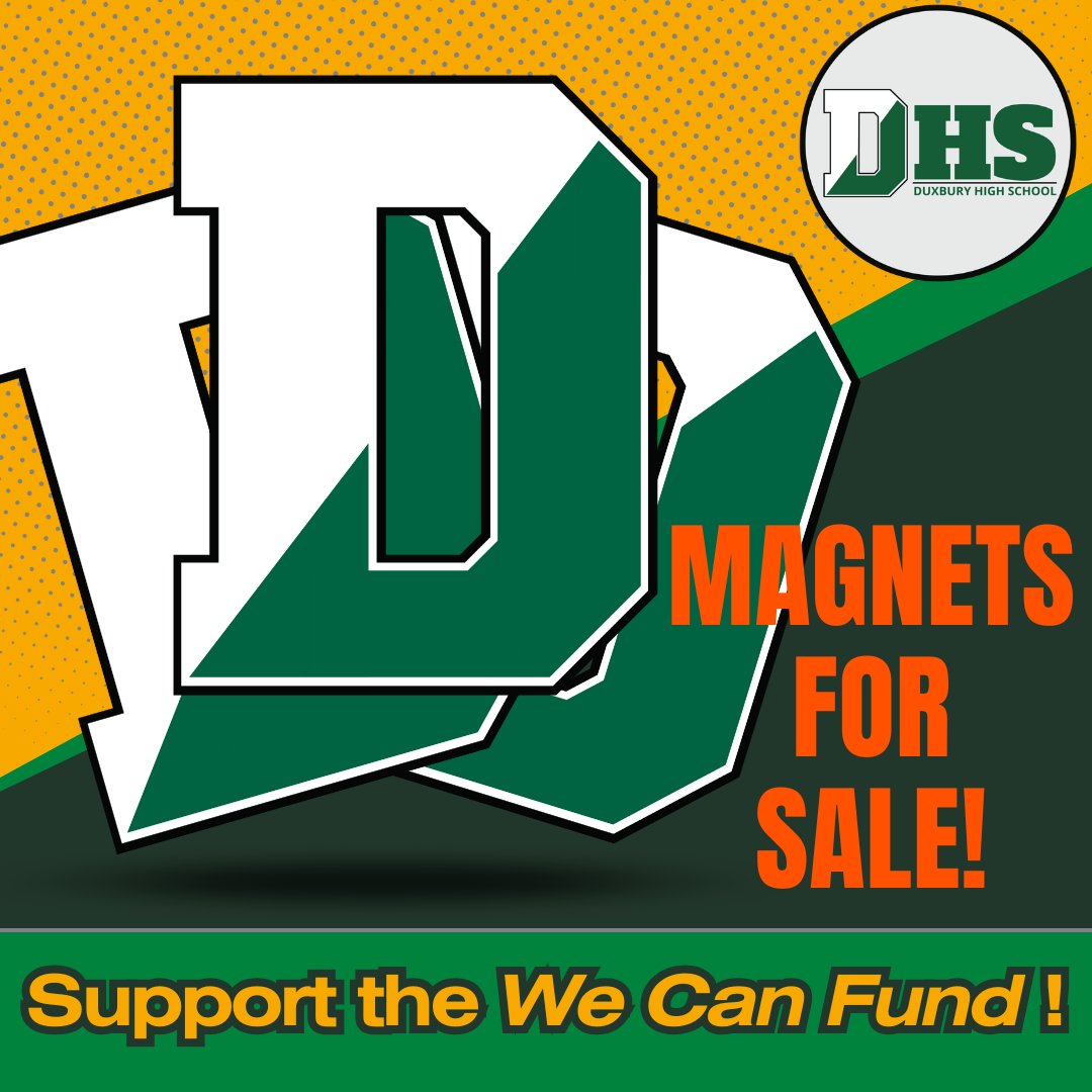 The 5" Duxbury "D" magnets are great for your car, desk, refrigerator, tool box or any metal surface in need of some decoration. Show your Duxbury Pride and support the We Can Fund and purchase yours today in the DHS main office.
#gotheextramile #WeCan #stuckonyou