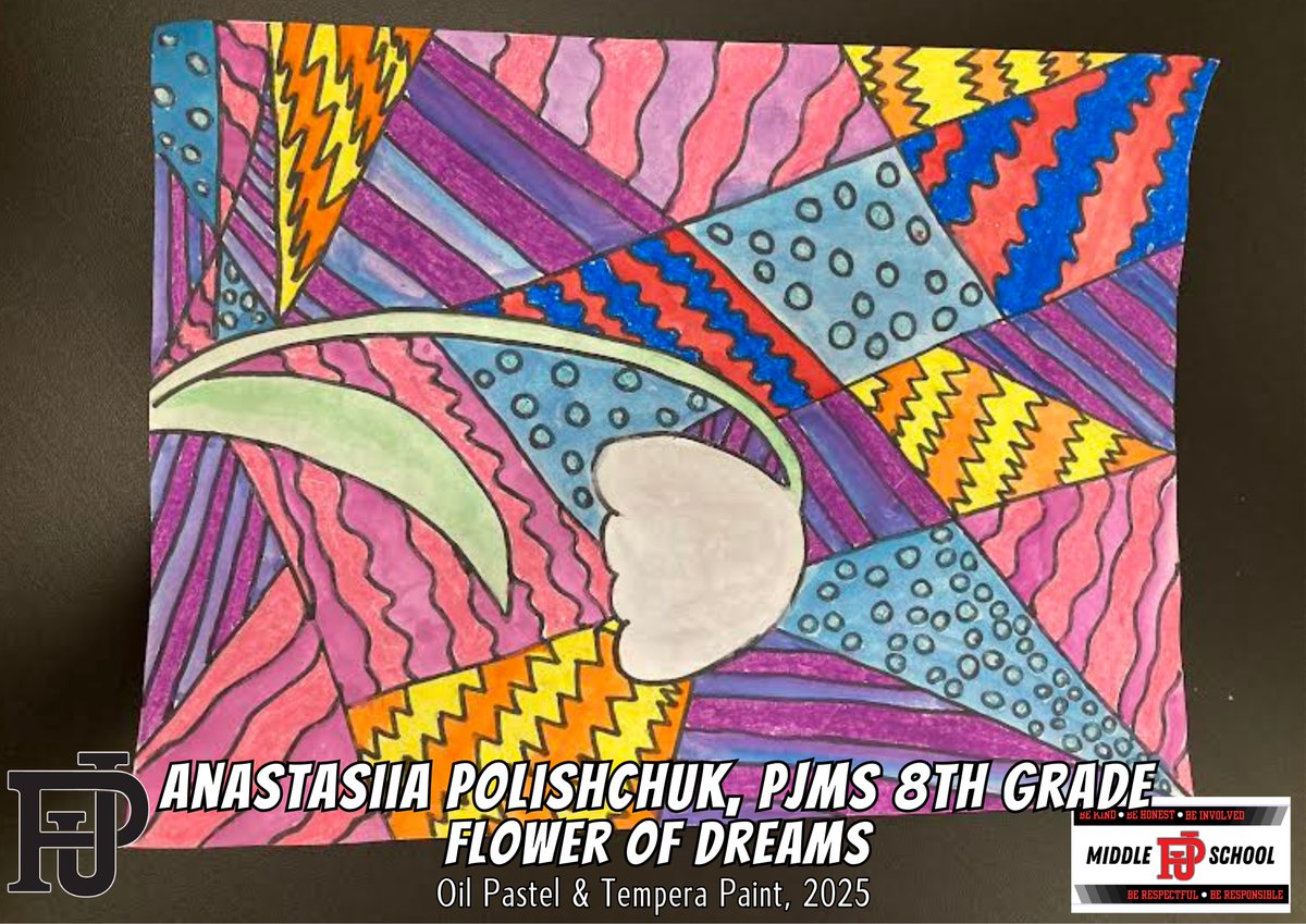 pjschools's tweet image. 8th grader, Anastasiia Polishchuk, Flower of Dreams

supPORT the Arts.

Thanks, Anastasiia! Beautifully done! #GoPORT!