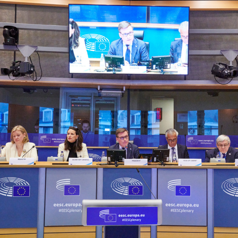 EU_EESC's tweet photo. Our first #EESCPlenary of 2025 is over! Here is the recap: 

Our members debated: 
🗣️ AI at work;
🗣️ the EU’s Southern Neighbourhood;
🗣️ sustainable and just transition. 

They voted opinions on #AI, competitiveness, #EUArctic strategy, and many more. 

#EUCivilSociety