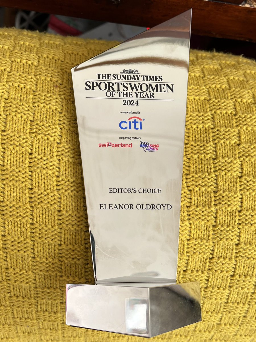 Eleanor Oldroyd (@ellyoldroyd) on Twitter photo Thank you <a href="/thetimes/">The Times and The Sunday Times</a> for this very lovely piece of silverware. Having been part of the #SWOTY awards for nearly 30 years, it meant a lot to receive it last night in a room full of proper sporting heroines and friends. Thank you <a href="/thetimes/">The Times and The Sunday Times</a> for this very lovely piece of silverware. Having been part of the #SWOTY awards for nearly 30 years, it meant a lot to receive it last night in a room full of proper sporting heroines and friends.
