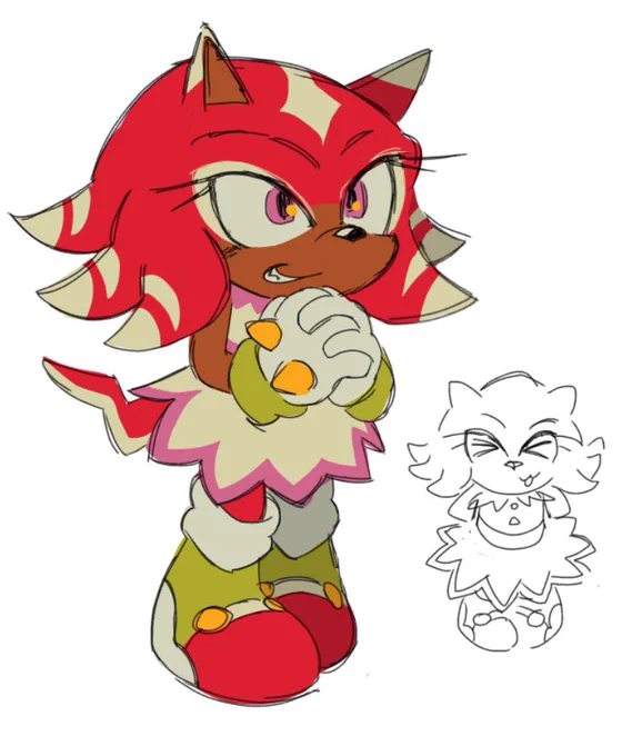 Don't usually do fan kids but was thinking about this so whateve's, Knuxadow fan kid, she doesn't have a name, maybe something flower based as that's what I was thinking of while doing her dress, maybe Petal #knuxadow