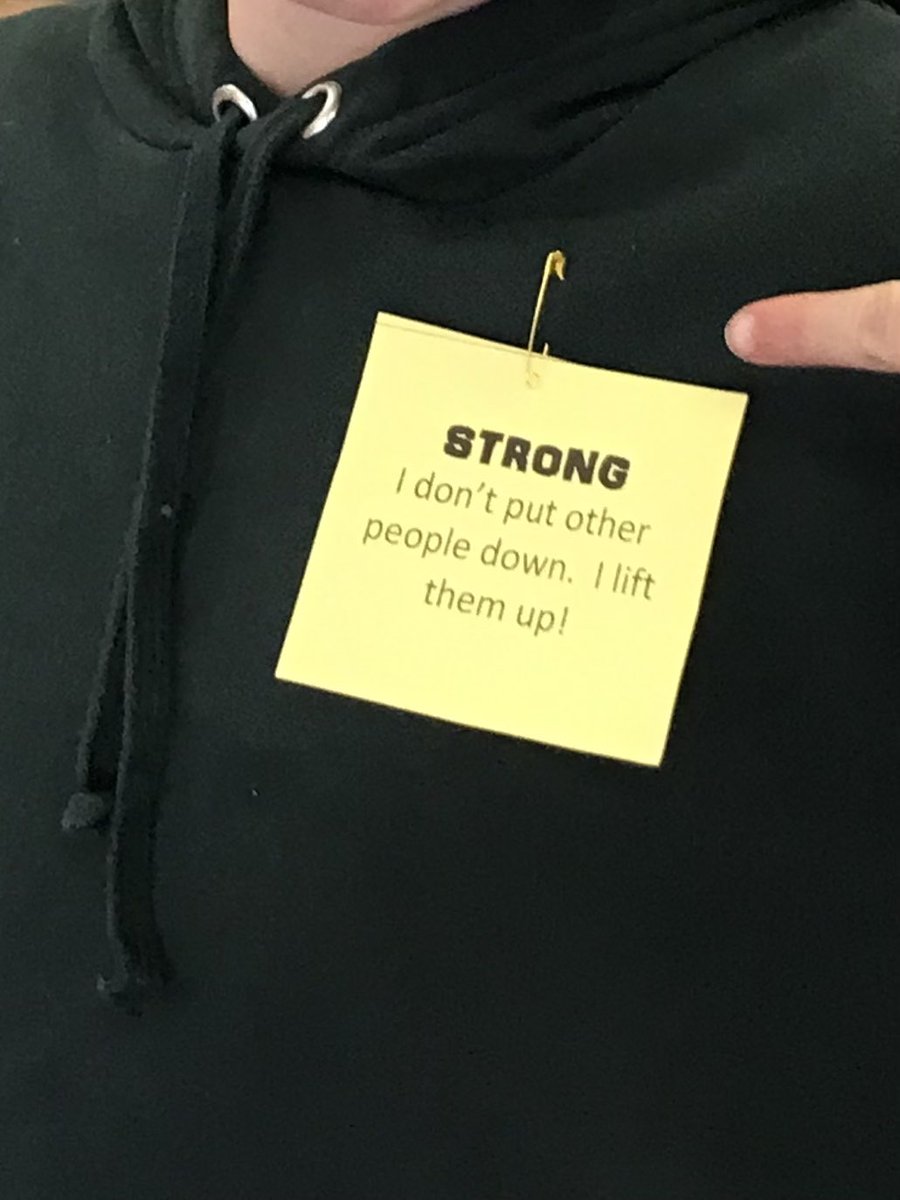 tdsb_Hillcrest's tweet photo. We are finishing up a great #Nonamecallingweek by wearing a word we have chosen to #Elevate ourselves and each other! @shelleylaskin https://t.co/CuQAbyuxRP