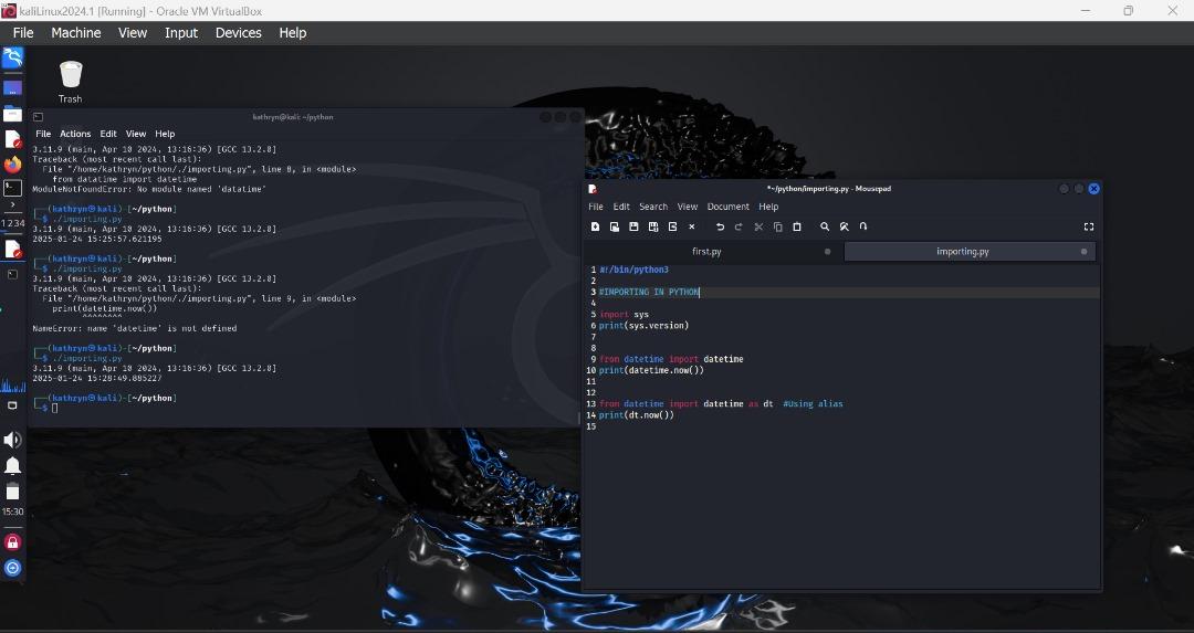 Catherine Ozioma (@cyber_rine) on Twitter photo Day 13/365
#365 days of coding
Importing in python
Importing in python allows you to bring in external or internal functions, modules, variables into your current script, making their functionality and resource available for use.
<a href="/Adanna_techie/">Adanna</a> <a href="/nnorom_uchechi/">Uchechi Nnorom</a>
<a href="/Queenicea17/">Cyber Caramel_Choco🍫</a> Day 13/365
#365 days of coding
Importing in python
Importing in python allows you to bring in external or internal functions, modules, variables into your current script, making their functionality and resource available for use.
<a href="/Adanna_techie/">Adanna</a> <a href="/nnorom_uchechi/">Uchechi Nnorom</a>
<a href="/Queenicea17/">Cyber Caramel_Choco🍫</a>