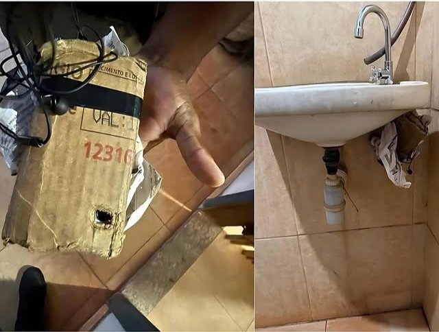 FUNCIONÁRIA ENCONTRA CELULAR ESCONDIDO COM CÂMERA LIGADA NO BANHEIRO DA EMPRESA.