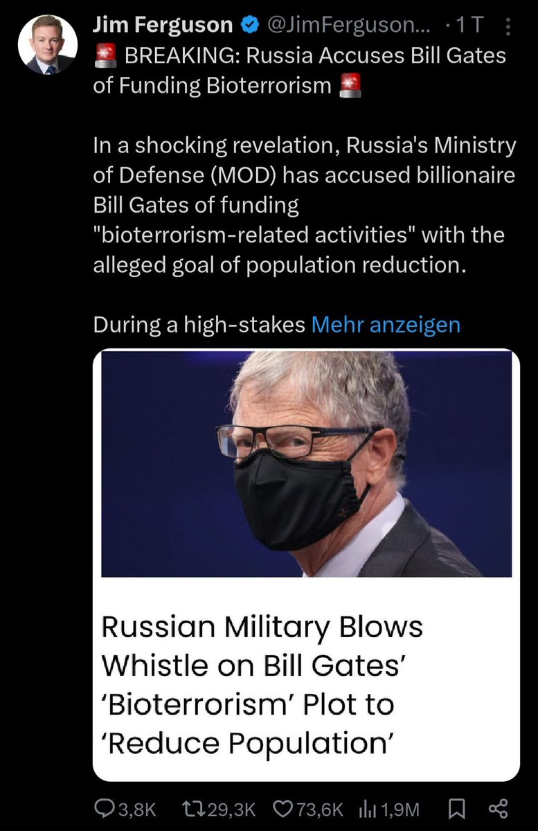 maikpi70's tweet image. 🚨 Eilmeldung: Russland wirft Bill #Gates vor, #Bioterrorismus zu finanzieren 🚨