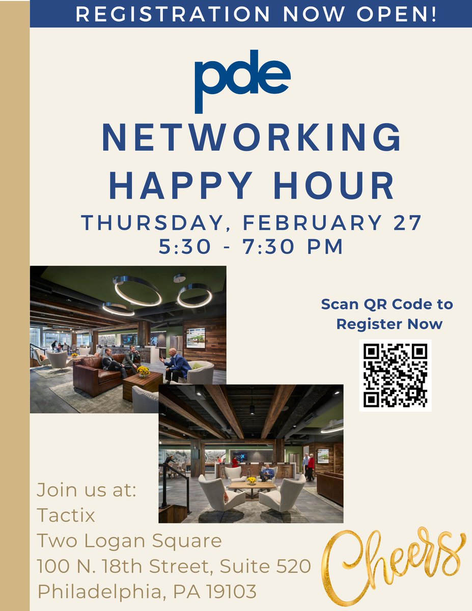 TGIF! Ready for happy hour? Register now for our upcoming happy hour at Tactix at forms.gle/5RNcx8JwFpBgNu…