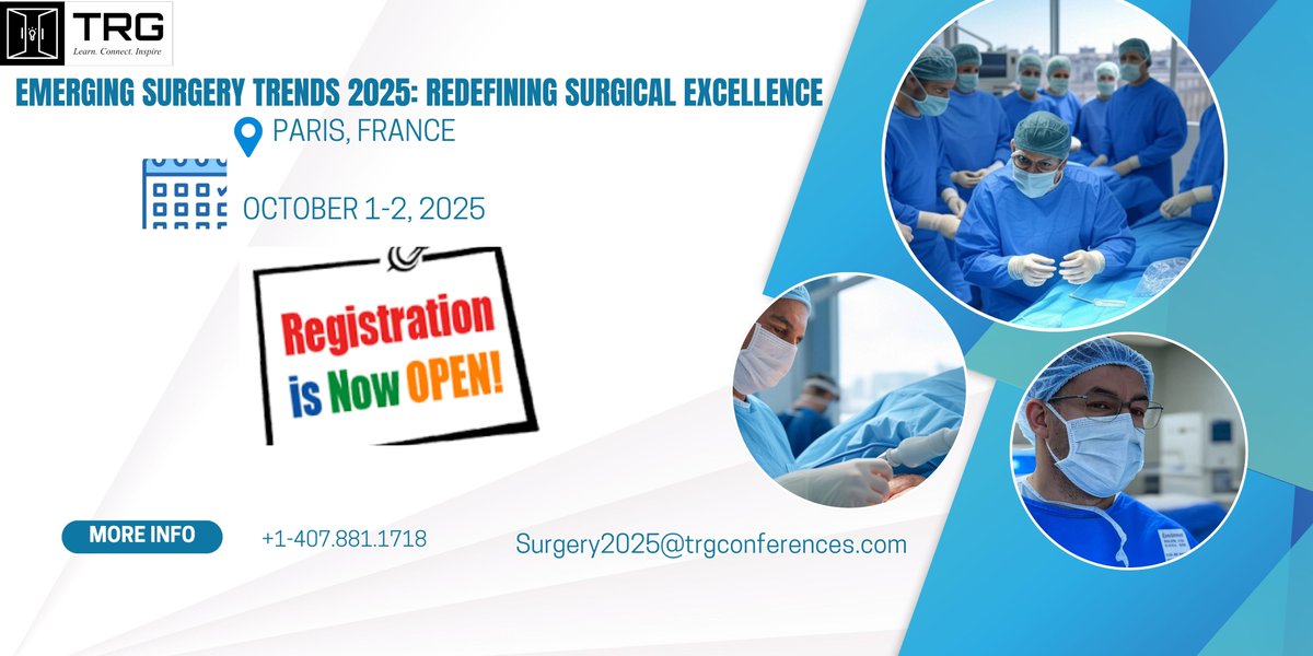 📢 Registration is NOW OPEN!

Join us at the Emerging Surgery Trends 2025 Conference in Paris, France, on October 1-2, 2025. Don't miss the chance to connect, collaborate, and innovate in surgical excellence.

🔗 Register now: theresearchgate.com/conferences/em…
#SurgeryConference