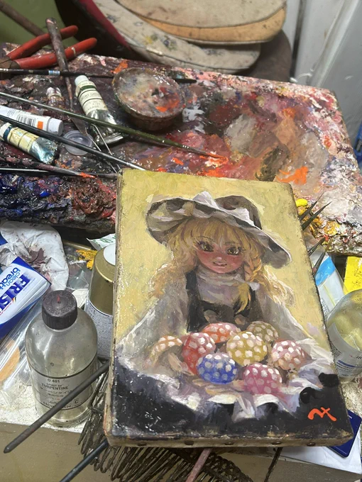 魔理沙かいたよ!#アナログ絵 #東方Project #油絵 #東方繪画展 