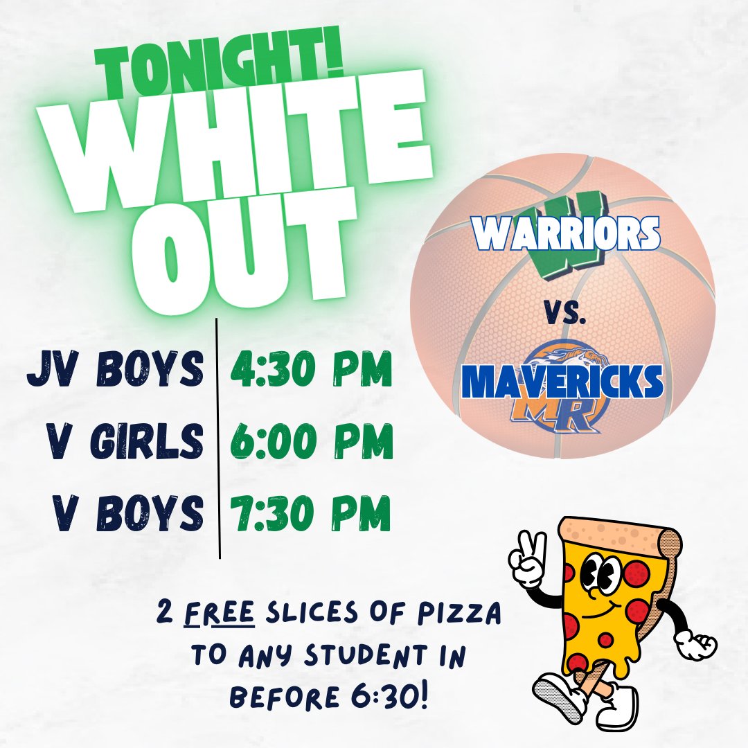 Weddington High School (@weddingtonhsnc) on Twitter photo ‼️TONIGHT‼️Come cheer on your fellow Warriors as they take on Marvin Ridge. Grab your friends, wear white, and let’s pack the stands! Any student that gets here before 6:30 gets 2 free slices of pizza!
<a href="/AGHoulihan/">Andrew G. Houlihan</a> <a href="/UCPSNC/">Union County Public Schools</a> ‼️TONIGHT‼️Come cheer on your fellow Warriors as they take on Marvin Ridge. Grab your friends, wear white, and let’s pack the stands! Any student that gets here before 6:30 gets 2 free slices of pizza!
<a href="/AGHoulihan/">Andrew G. Houlihan</a> <a href="/UCPSNC/">Union County Public Schools</a>