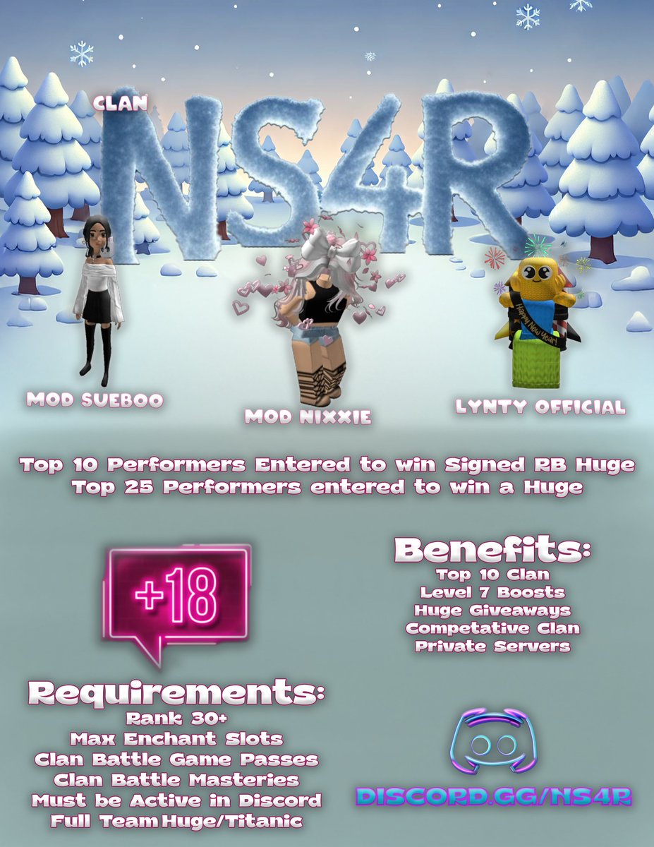 🚨 As this clan battle wraps up, <a href="/ns4rClan/">NS4R</a>  is recruiting! 🚨

💥 Join a consistent Top 50 Clan (often closer to Top 20 lately!)

🔗 18+ only, active on Discord, competitive, and fun!
Ready to dominate? Apply now 👉 DM or Comment if you're interested.

#NS4R #ClanRecruitment