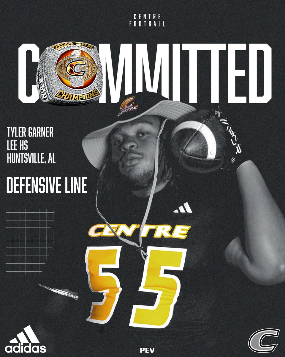 Tyler Garner (@tylerg256) on Twitter photo After a great conversation with Coach Frye and Coach Lachendro. I am 1000% commited to Centre College!!⛓️⚫️🟡#AGTG#LHS #NCTHS <a href="/LeeGeneralsHSV/">Lee High School Football</a> <a href="/lachendro1/">Coach Lachendro</a> <a href="/Coach_McGuire95/">HC Irving McGuire</a> <a href="/Coach_Judah/">Preston Judah</a> <a href="/L_Boogie2085/">Coach Wade</a> <a href="/AL6AFootball/">Alabama6AFootball</a> <a href="/CoachAndyFrye/">Andy Frye</a> After a great conversation with Coach Frye and Coach Lachendro. I am 1000% commited to Centre College!!⛓️⚫️🟡#AGTG#LHS #NCTHS <a href="/LeeGeneralsHSV/">Lee High School Football</a> <a href="/lachendro1/">Coach Lachendro</a> <a href="/Coach_McGuire95/">HC Irving McGuire</a> <a href="/Coach_Judah/">Preston Judah</a> <a href="/L_Boogie2085/">Coach Wade</a> <a href="/AL6AFootball/">Alabama6AFootball</a> <a href="/CoachAndyFrye/">Andy Frye</a>